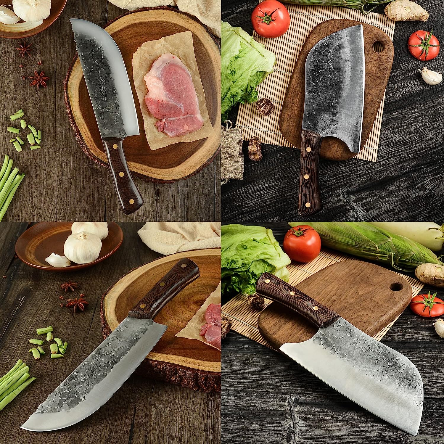 8/12pcs Butcher Knife Set Hand Forged Review